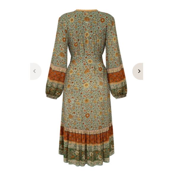 SPELL & THE GYPSY COLLECTIVE - LADY UNTAMED BUTTON DOWN MIDI DRESS -MATCHA - Med - Picture 2 of 10